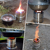 
              Camp Stove, Ohuhu Camping Stove Wood Burning Stove Stainless Steel Mini Portable Backpacking Survival Stoves for Picnic BBQ Camping Hiking Cooking Emergency with Grill Grid Carry Bag
            