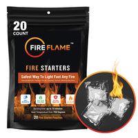 
              FireFlame Quick Instant Fire Starter - 100% Waterproof All-Purpose Indoor & Outdoor FireStarter, for Charcoal Starter, Campfire, Fireplace, Firepit, Smoker - Odorless and Food Safe - 20 Pouches in Bag
            