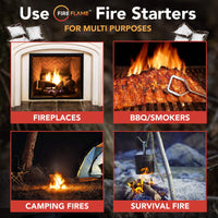 
              FireFlame Quick Instant Fire Starter - 100% Waterproof All-Purpose Indoor & Outdoor FireStarter, for Charcoal Starter, Campfire, Fireplace, Firepit, Smoker - Odorless and Food Safe - 20 Pouches in Bag
            