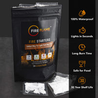 
              FireFlame Quick Instant Fire Starter - 100% Waterproof All-Purpose Indoor & Outdoor FireStarter, for Charcoal Starter, Campfire, Fireplace, Firepit, Smoker - Odorless and Food Safe - 20 Pouches in Bag
            