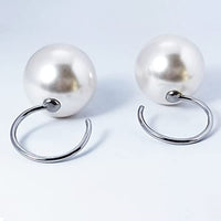 DewGem Large Pearl Dangle Earrings for Women, Dangling Earring for ear Tunnels Dangling Plugs and Tunnels Ear Stretching Hoop Earrings for Women Size 12G 2mm