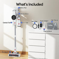 
              Voweek Cordless Vacuum Cleaner, 23Kpa Powerful Stick Vacuum with LED Display, 6 in 1 Lightweight Stick Vacuum Cleaner with 45Min Max Runtime Detachable Battery for Hardwood Floor Carpet Pet Hair
            