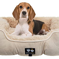 Bessie + Barnie Bolster Dog Bed - Extra Plush Faux Fur Dog Bed - Rectangle Soft Dog Bed - Calming Dog Bed - Durable and Washable, Bolster Beige, L - 42" (Bolster-BE-LG)