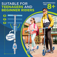 Jovial 2-Wheel Folding Kick Scooter - Compact Foldable Riding Scooter for Teens w/Adjustable Height, Alloy Anti-Slip Deck, 7” Wheels, Mud Guard Front Wheel, for Kids Boys/Girls 6+ Yrs Old (Avalanche)