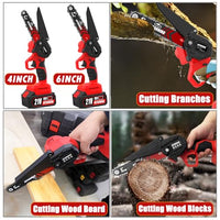 Mini Chainsaw Cordless 4inch & 6 Inch, Portable Small Chain Saw Battery Powered, 21V HandHeld Electric Chainsaw with 2x 2.0Ah Battery Operated, One-Hand Power Chain Saws for Tree Trimming Wood Cutting