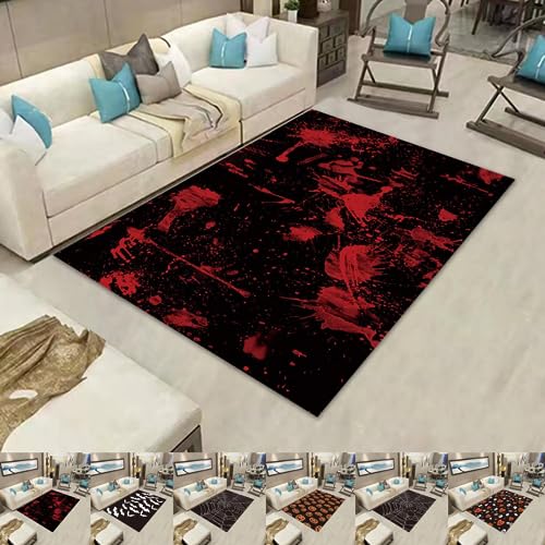 Area Rug Living Room Rugs - Halloween Extra Large Area Rug, Bat/Web/Pumpkin/Skull Pattern, Stain Resistant Anti Slip Backing Rugs, for Living Room Bedroom Dining Carpet Room (47.24×31.5in, A)
