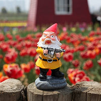 
              SHOWFEICAT Funny Garden Gnome with Gun Military Gnome Fighting Outdoor Indoor Lawn Statue Patio Porch Decoration
            