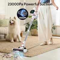 Voweek Cordless Vacuum Cleaner, 23Kpa Powerful Stick Vacuum with LED Display, 6 in 1 Lightweight Stick Vacuum Cleaner with 45Min Max Runtime Detachable Battery for Hardwood Floor Carpet Pet Hair
