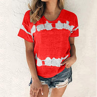 Binmer Plus Size T Shirt for Women 2024 Short Sleeve Tunic Tops Color Block Crew Neck Tees Summer Casual Loose Blouse S-5XL Red