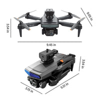 Drone with Camera for Adults, Aerial Photography Drone with 4K HD Three Lens FPV Camera Drones for Kids 2.4 Wifi RC Foldable Drone Multirotors Circle Fly Altitude Hold Headless Mode Gifts Toys (Black)