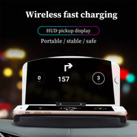 
              Mobile Holder HUD Car Navigation Projector - Head Up Display Intelligent Induction Wireless Fast Charging Charger - Phone Smartphone Holder Compatible with Android & iOS
            