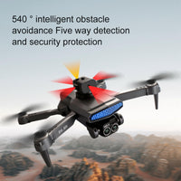 Drone with Camera for Adults, Aerial Photography Drone with 4K HD Three Lens FPV Camera Drones for Kids 2.4 Wifi RC Foldable Drone Multirotors Circle Fly Altitude Hold Headless Mode Gifts Toys (Black)