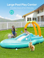 
              Kiddie Pool, Evajoy Inflatable Play Center Kids Pool with Slide, Water Sprayers Thickened Wear-Resistant Full-Sized Swimming Pool for Kids Toddler Children, Garden Backyard & Indoor Use 110”x71”x53”
            