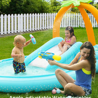 Kiddie Pool, Evajoy Inflatable Play Center Kids Pool with Slide, Water Sprayers Thickened Wear-Resistant Full-Sized Swimming Pool for Kids Toddler Children, Garden Backyard & Indoor Use 110”x71”x53”